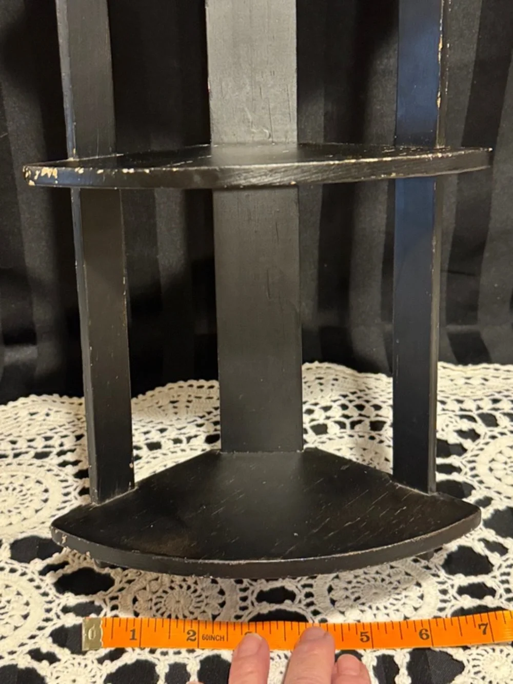 Black Homemade Wooden Corner Shelf - 3-Tier